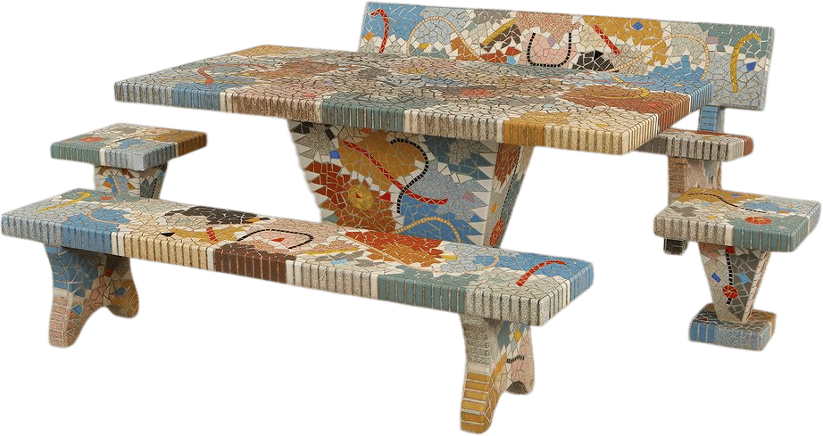 Polychromatic Mosaic Tile Garden Dining Set, 1950s