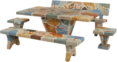Polychromatic Mosaic Tile Garden Dining Set, 1950s