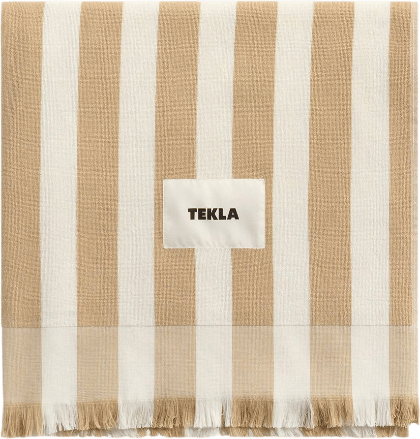 Organic Cotton Terry Beach Towel (Almond Stripe)