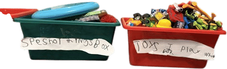Kids organizing their own toys