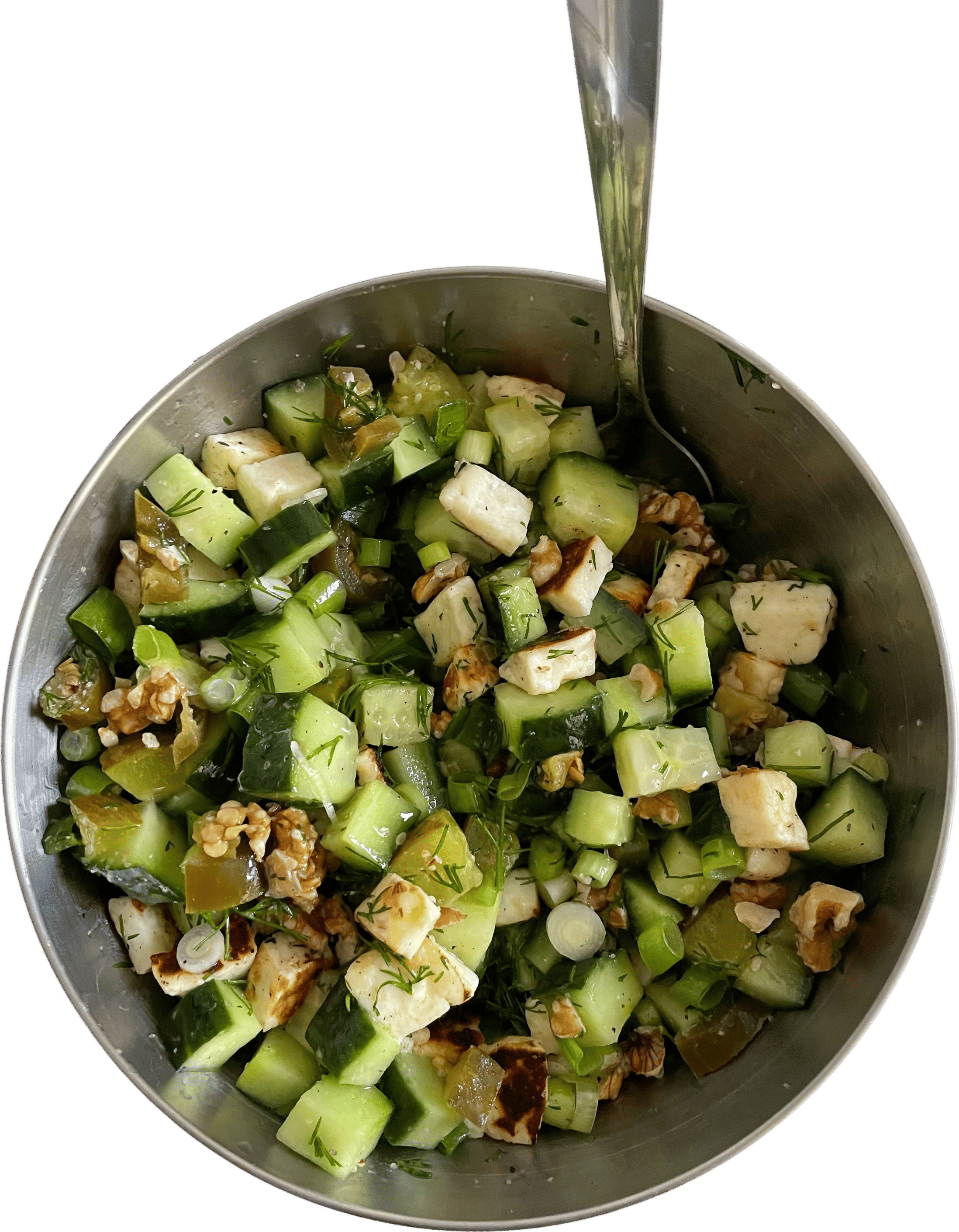 Molly Baz’s Halloumi, Cucumber, and Walnut Spoon Salad