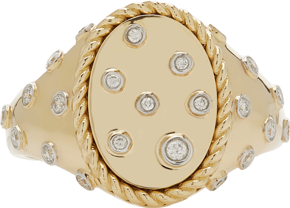 Yvonne Leon Yellow Gold Diamond Signet Ring