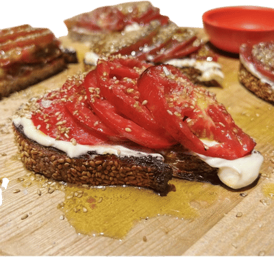 Shingled Tomato Toast with Sesame Mayo Recipe