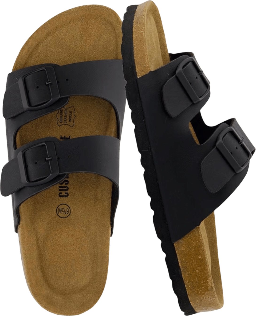 CUSHIONAIRE Lane Cork Footbed Sandals - Black