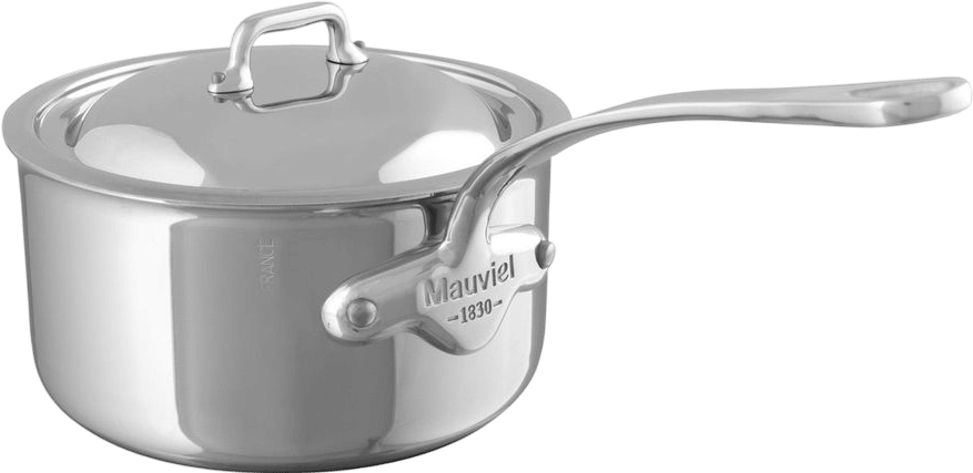 Mauviel M'COOK 5-Ply Sauce Pan with Lid, Cast Stainless Steel Handle, 0.8-Qt
