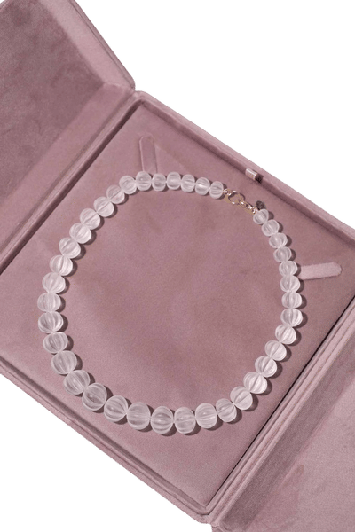 Carved Light Quartz Pumpkin Strand
