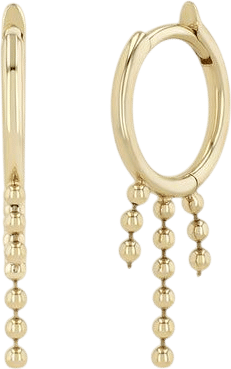 14k Waterfall Bead Chain Huggie Hoop Earrings
