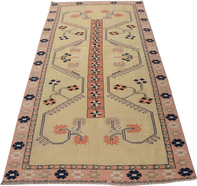 Area Rug, Vintage Rug, Turkish Rug, Anatolian Rug, Rugs For Living Room, 3.6x7.2 ft Green Rug, Colorful Area Rug, Vintage Decorative Rug,