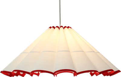 Handmade White Fabric Pendant Lamp with Red Trim