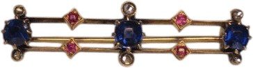 Antique Blue Doublet, Ruby and Diamond Brooch