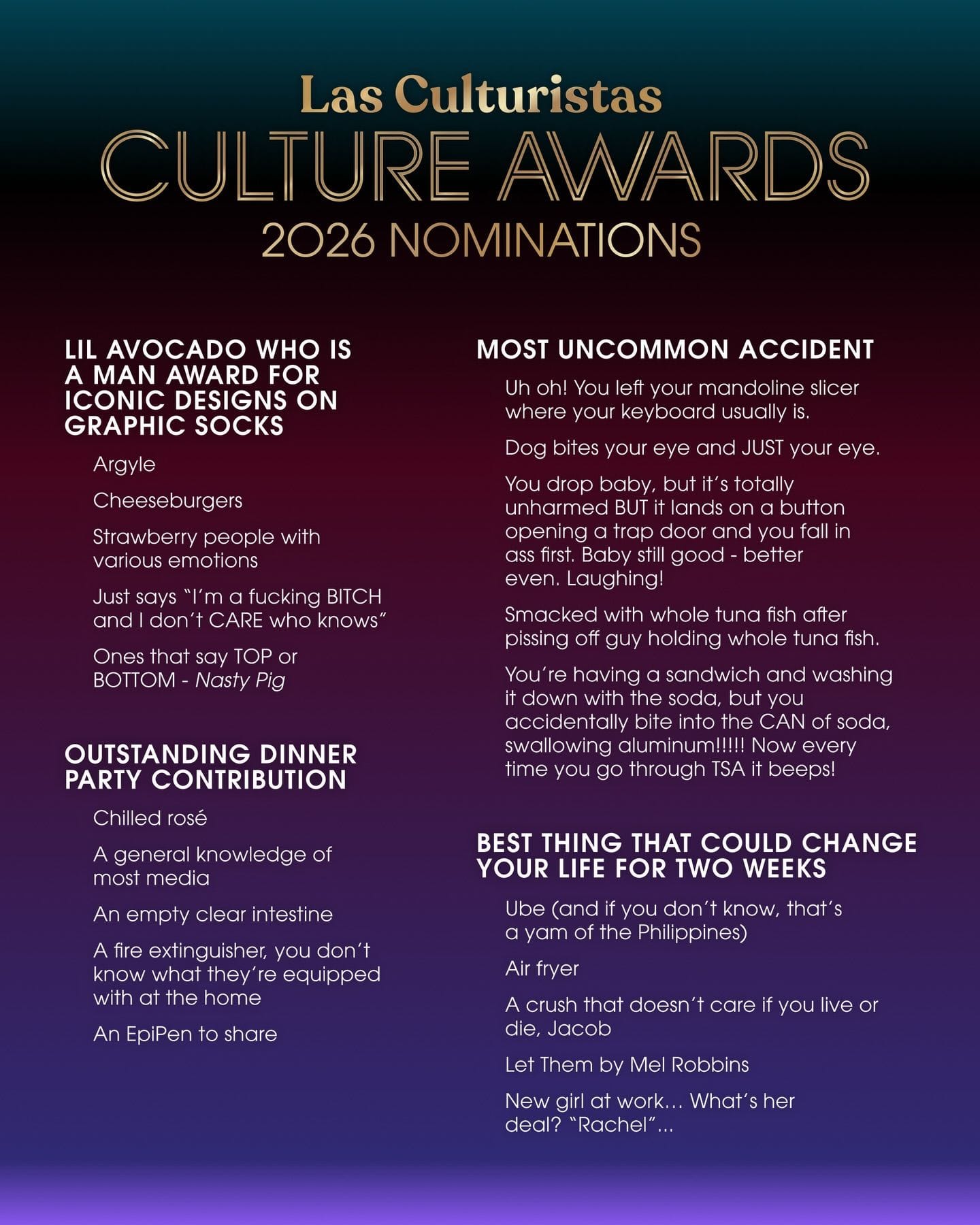 2026 Las Culturistas Culture Nominees