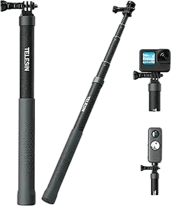 TELESIN Selfie Stick Long Pole Invisible for GoPro (120cm/47.2in), Carbon Fiber Waterproof Extension Monopod for GoPro 13 12 11 10 DJI Osmo Nano Action 5 Pro Pocket 3 Insta360 X5 X4 GO3 Ace Pro 2