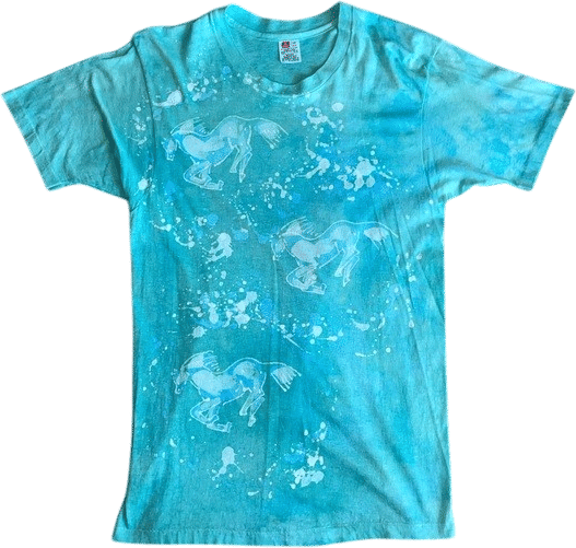 vintage single stitched aqua tie dye horse t-shirt