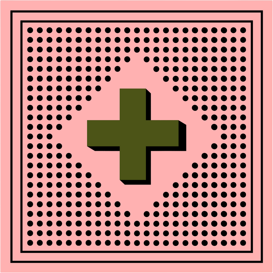 Archie Bandana No. 6 - Pink and Olive Dots Art Print
