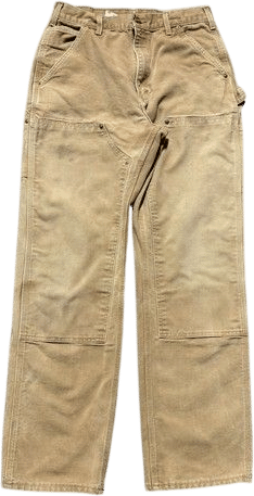 Vintage Carhartt Double Knee Pants Size 28-30 Brown Tan Work Made In USA