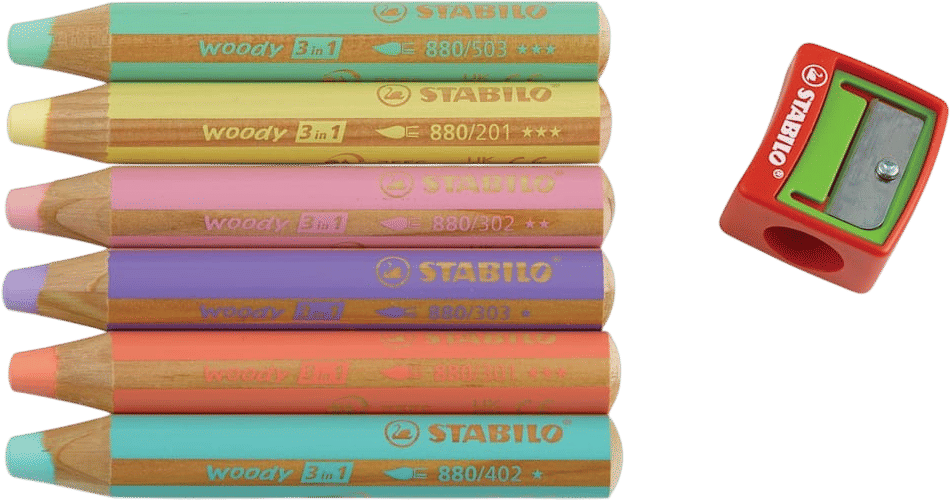 Stabilo Woody 3-in-1 Pencils - Set of 6, Pastel