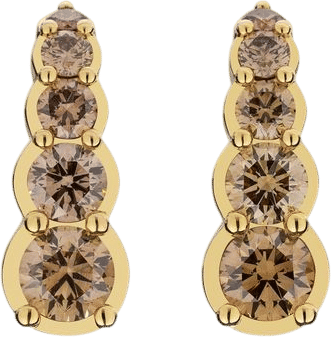 18k Yellow Gold Brown Diamond Earring