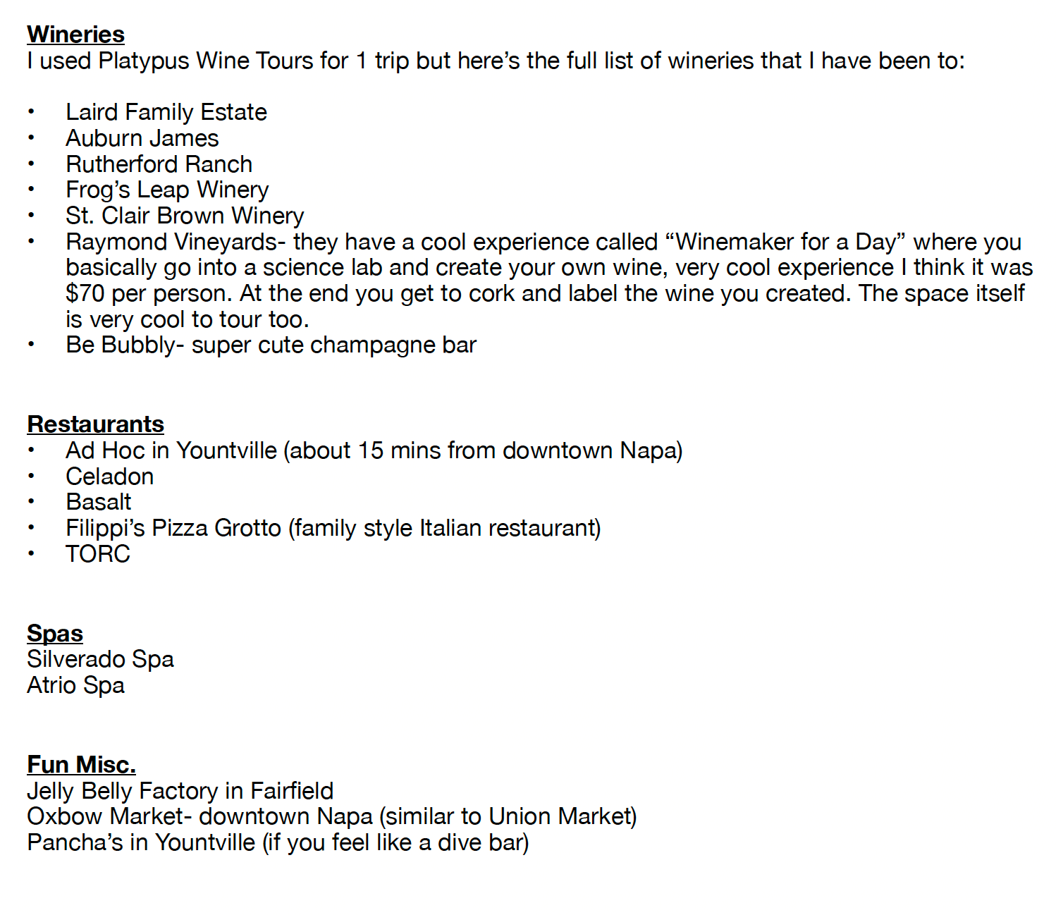 Napa Recs