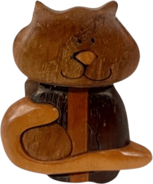 Vintage Handcrafted Wooden Inlay Cat Doorstop Wedge Figurine Home Decor - Etsy