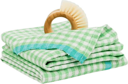 Two-Tone Gingham Towels in Lime & Aqua, Set of 2