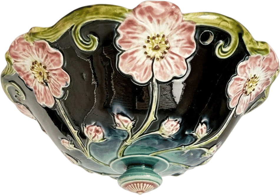 19th Century French Majolica Ceiling Light Fixture