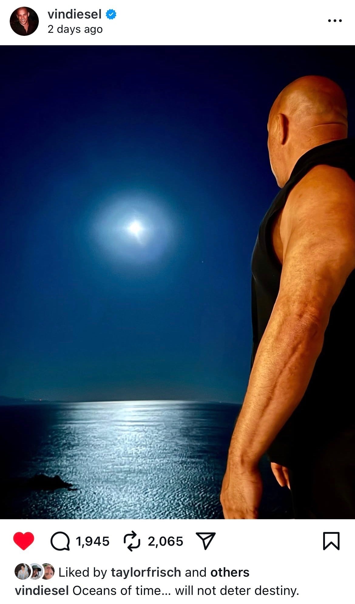 following vin diesel on ig