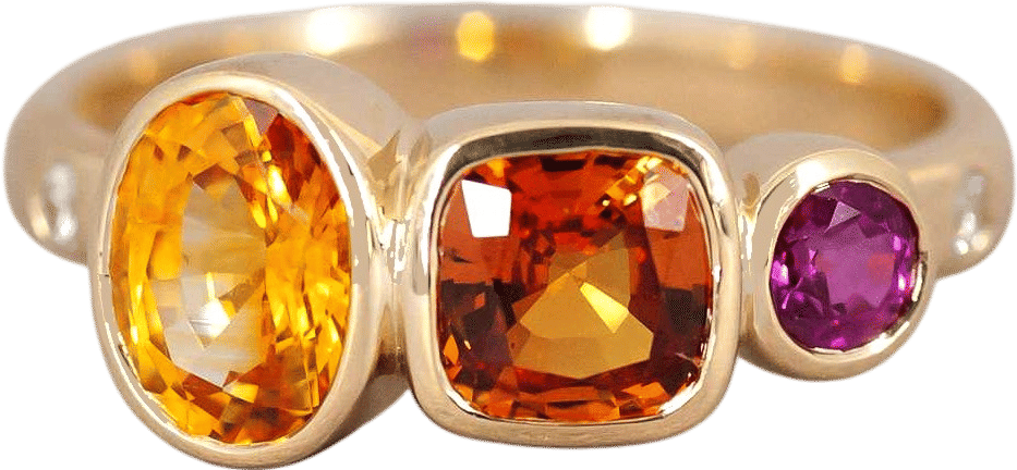 Sapphire and ruby ring by Spur jewelry