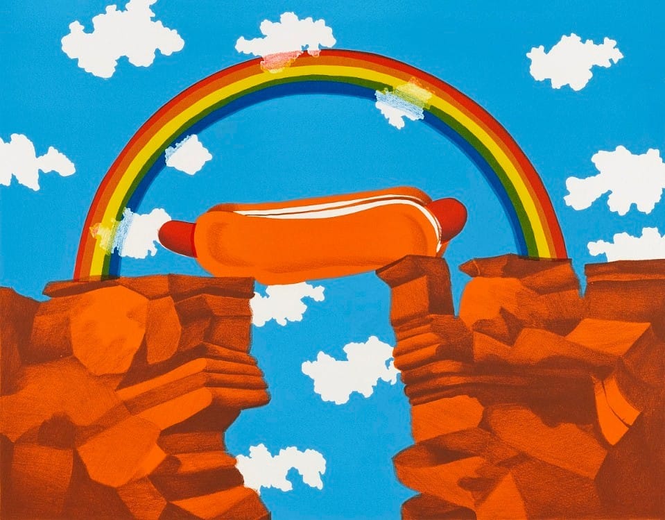Russell T. Gordon, Hot Dog Bridge, 1974, color lithograph