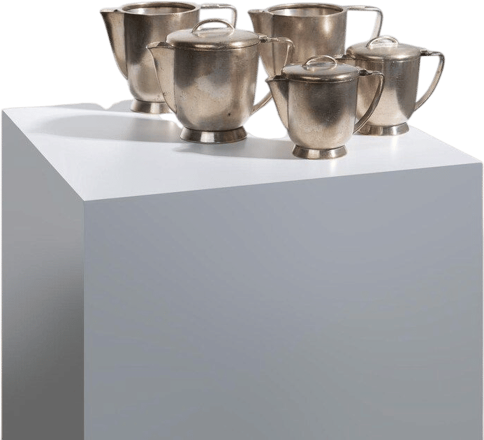 Alpaca Teapots by Gio Ponti for Fratelli Calderoni 1930s / Collectable Silver Plated Table Decor