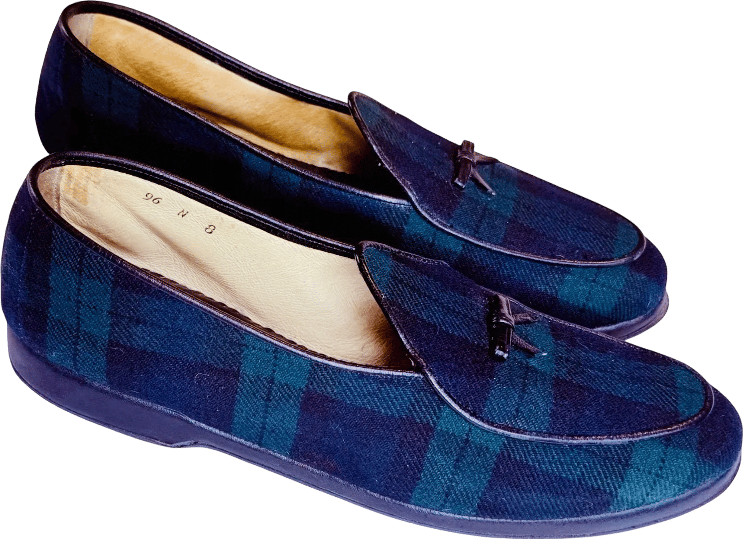 Belgian Shoes Tartan Plaid Wool Loafers (Size 8)