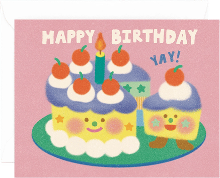 Happy Birthday Yay Cake & Slice Kids Greeting Card