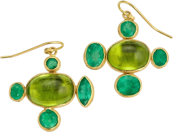 Peridot and emerald earrings by Judy Geib