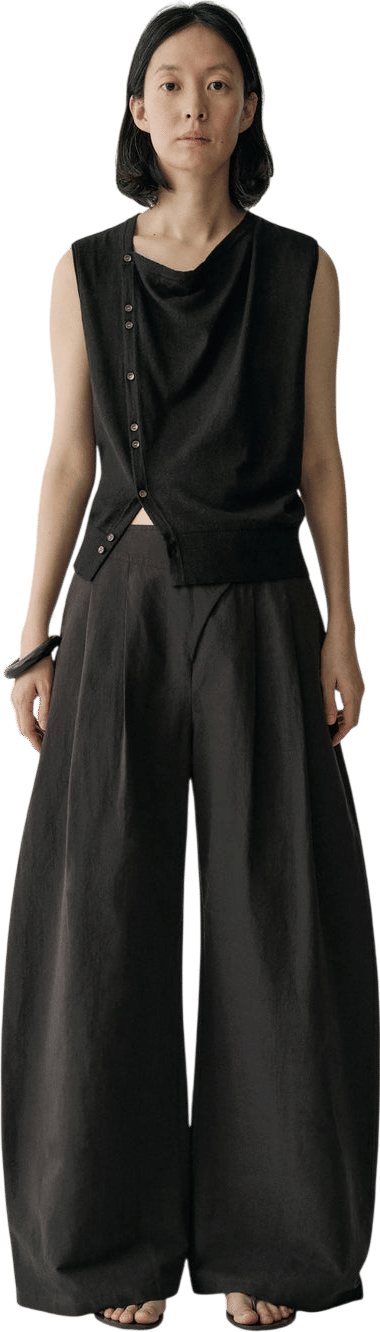 Chinese-Inspired Wide-Leg Pants