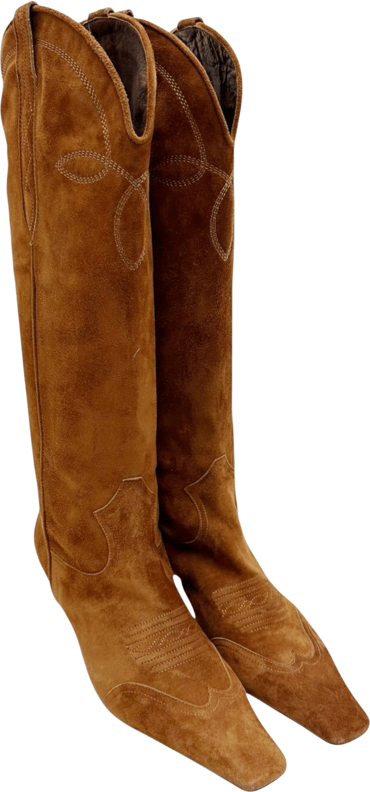 Khaite Cognac Suede Knee-High Boots (US 10)