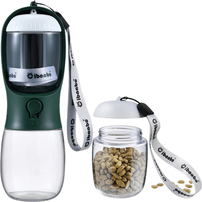 Dog Portable Water Bottle with Filter & Food Container