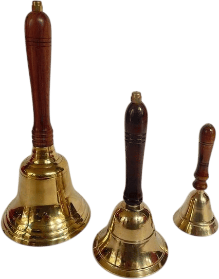 Vintage Brass and Wood Hand Bell Set of 3 Graduated Schoolhouse Bells - Etsy