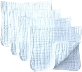 Synrroe Muslin Burp Cloths (White 4 Pack)