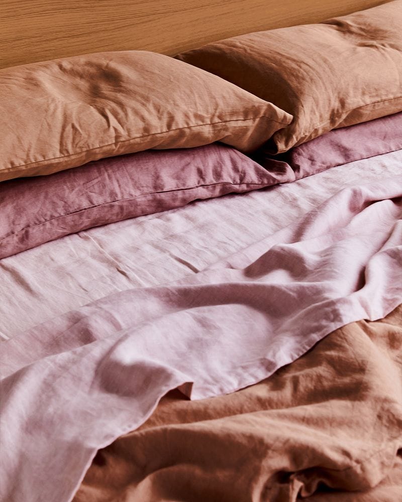 Terracotta, Rosewater & Lavender Bedding Bundle 100% French Flax Linen
