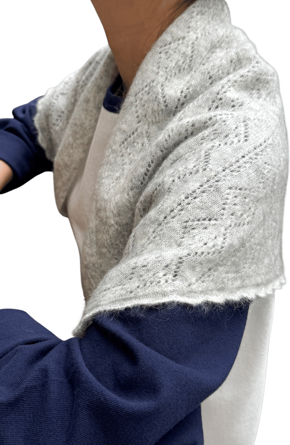 mohair pointelle shawl