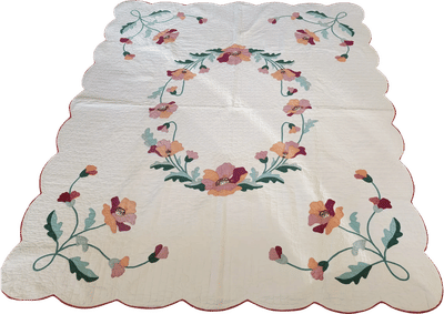 Vintage Folk Art Appliqued Quilt