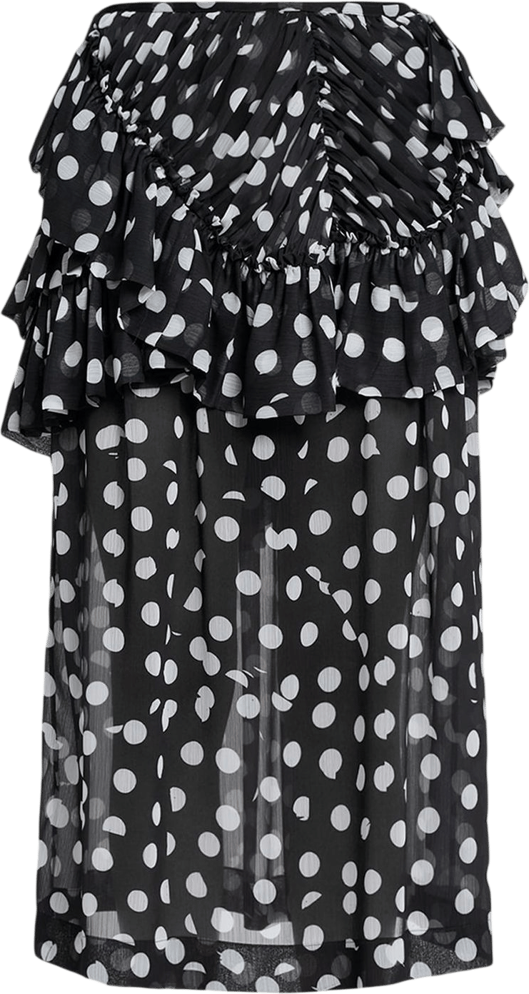 Shelby Polka-Dot Ruffle Midi Skirt