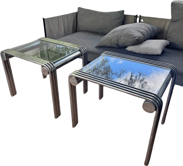 Vintage Glass-Top Side Tables