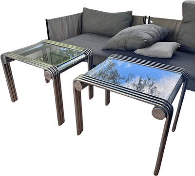 Vintage Glass-Top Side Tables