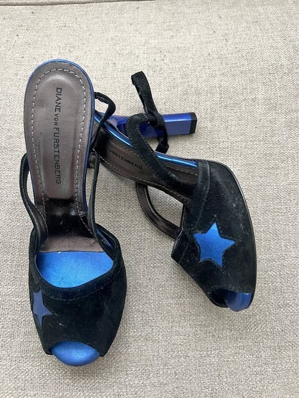 Diane Von Furstenberg Blue Star Suede Heels