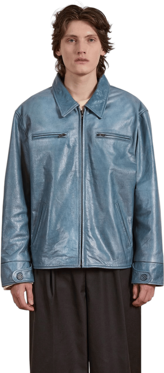 Marlboro Sun Faded Leather Racer Jacket