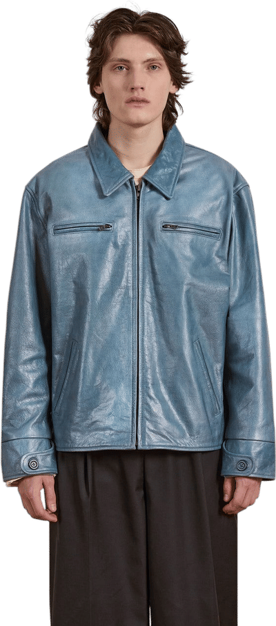 Marlboro Sun Faded Leather Racer Jacket
