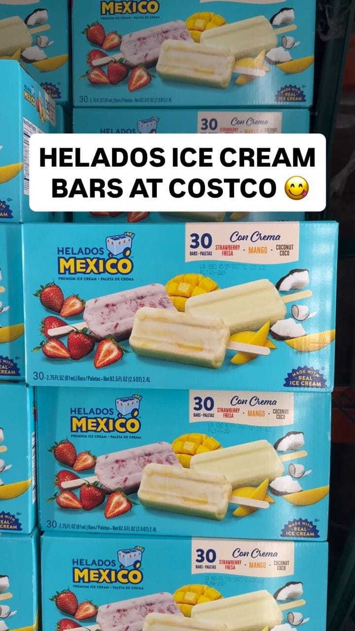 Helados Paletas, available at the grocery store, fruit flavored and fruit with chocolate. 120 calories per palatas, maxx.