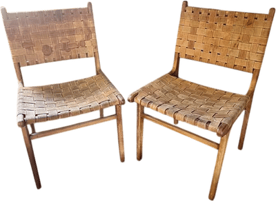 Vintage 1970s Woven Leather Dining Chairs