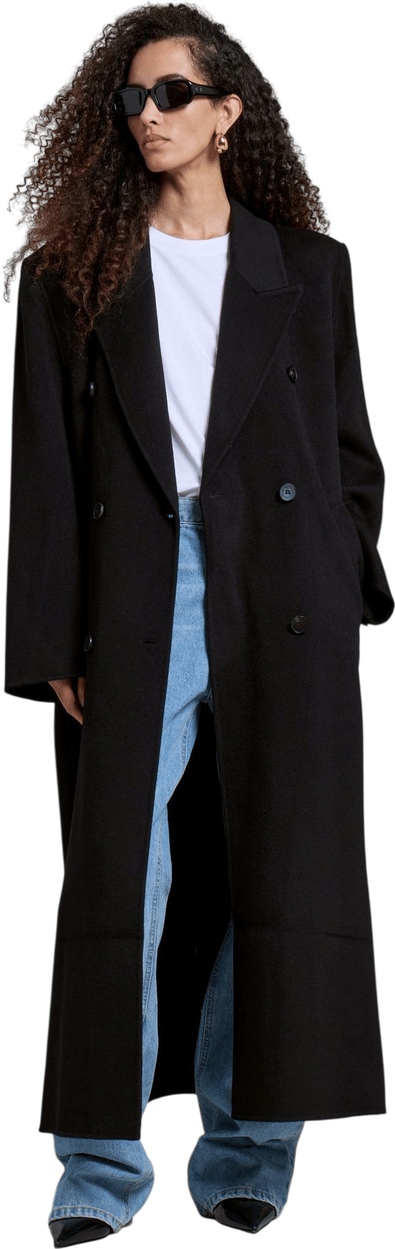 The Frankie Shop Gaia Double-Breasted Coat - Black