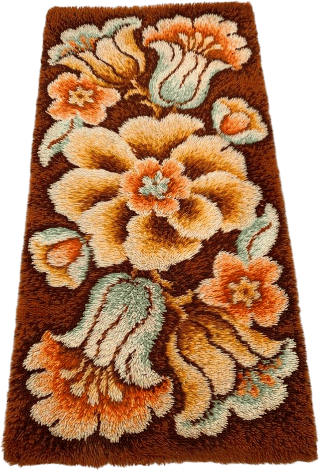 Vintage 1970s Floral Rya Rug